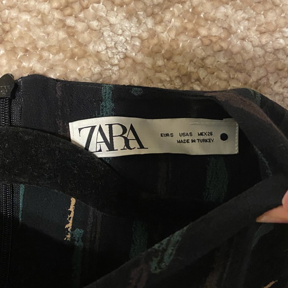 Zara Black Long Sleeved Mini Dress with Green and Gold Accent - Picture 5 of 5